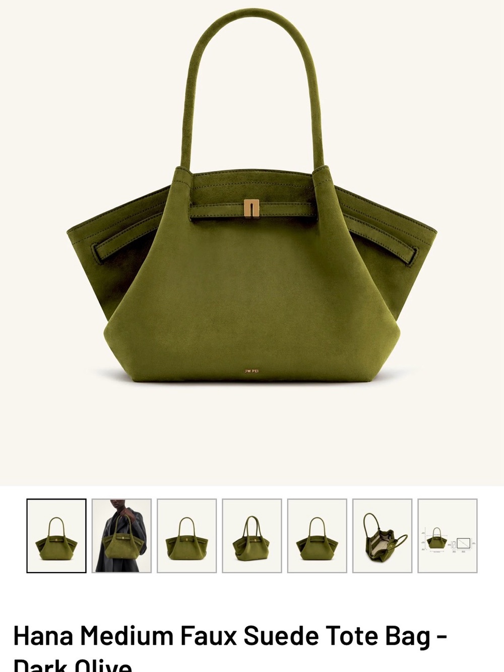 JW PEI Olive Green Faux Suede Tote